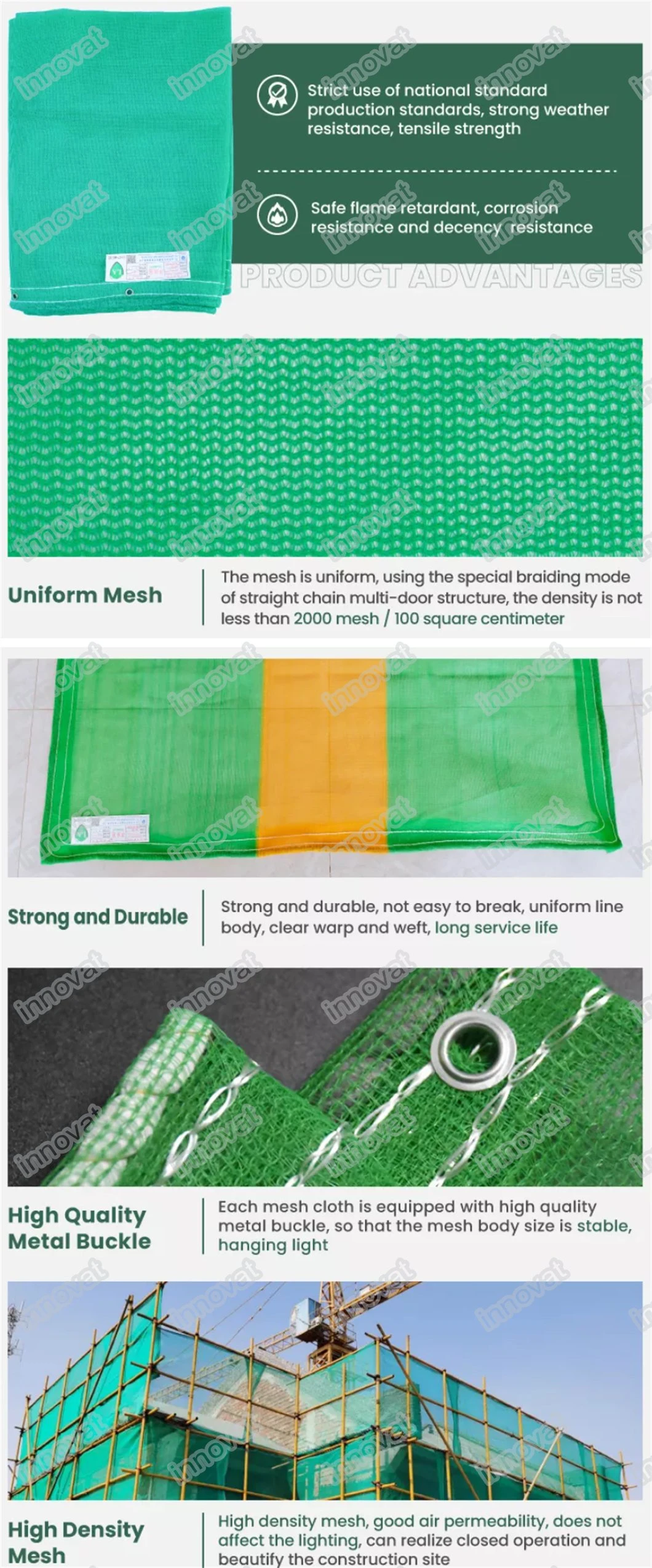 Scaffold Net Green Webbing Plastic Nets Cargo Construction Safety Net