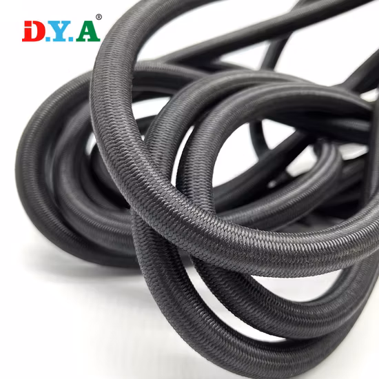 12mm Noir Polyester Latex Élastique Trampoline Corde Forte Bungee Choc Cordon pour Extérieur