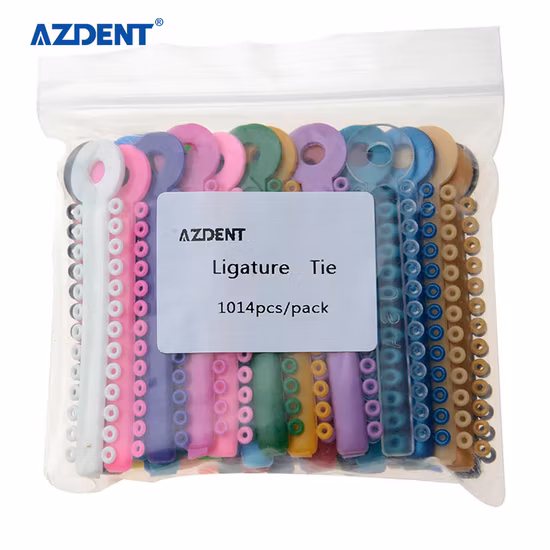 Haute qualité accolades couleur élastique matériel dentaire Ligature cravate orthodontie