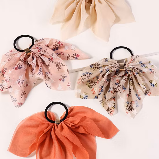 Chouchous en cuir satiné élastiques pour queue de cheval de couleur pure